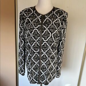 Elegant Black and White Embellished Jacket